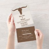 Zuidwestelijke Country Ranch Westerne bruiloft All In One Uitnodiging (Afscheurbaar)