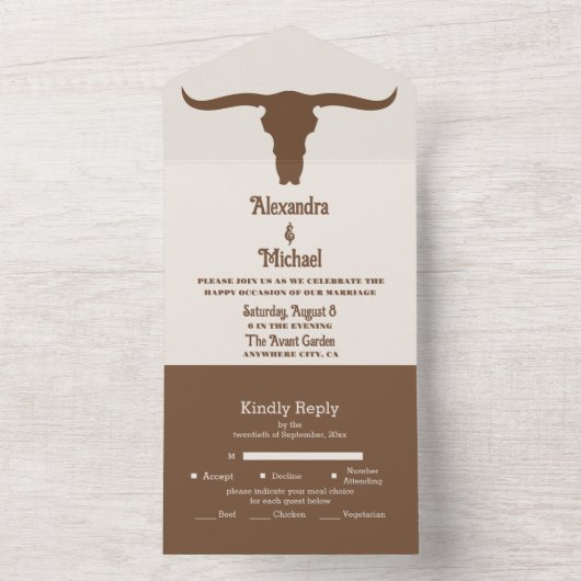 Zuidwestelijke Country Ranch Westerne bruiloft All In One Uitnodiging (Binnen)