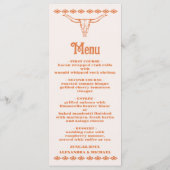 Zuidwestelijke Country Ranch Westerne bruiloft Menu (Achterkant)