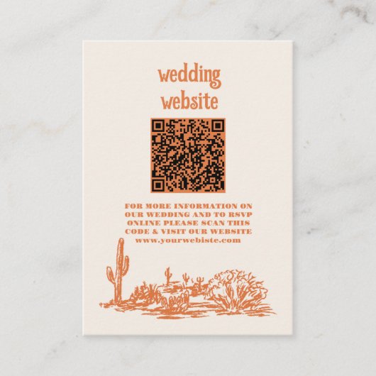 Zuidwestelijke Country Ranch Westerne bruiloft QR  Informatiekaartje (Voorkant)