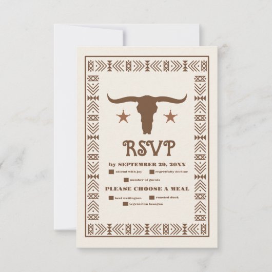 Zuidwestelijke Country Ranch Westerne bruiloft RSVP Kaartje (Voorkant)