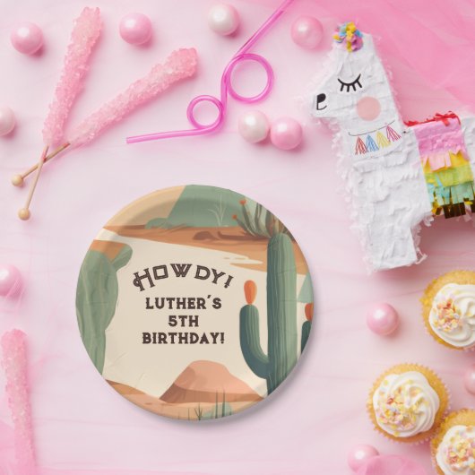 Zuidwestelijke Cowboy Jongens Verjaardag Papieren Bordje (Feest)