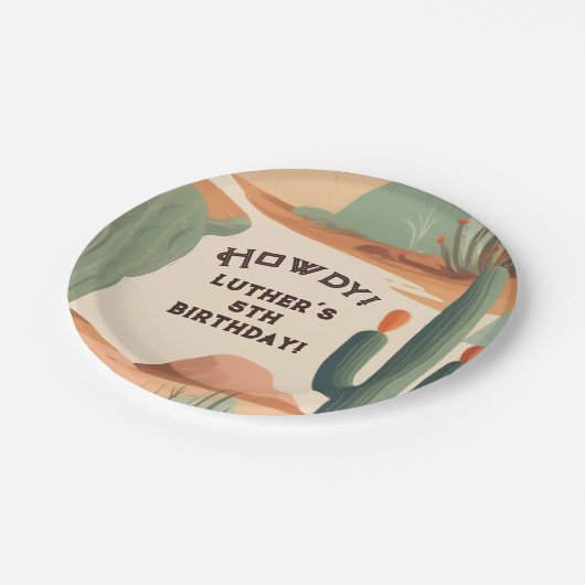 Zuidwestelijke Cowboy Jongens Verjaardag Papieren Bordje (Gekanteld)