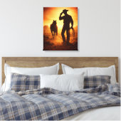 Zuidwestelijke Cowboy Kunstwerken Canvas Afdruk (Insitu (Slaapkamer))