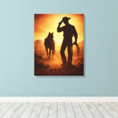 Zuidwestelijke Cowboy Kunstwerken Canvas Afdruk (Insitu (Houten vloer))