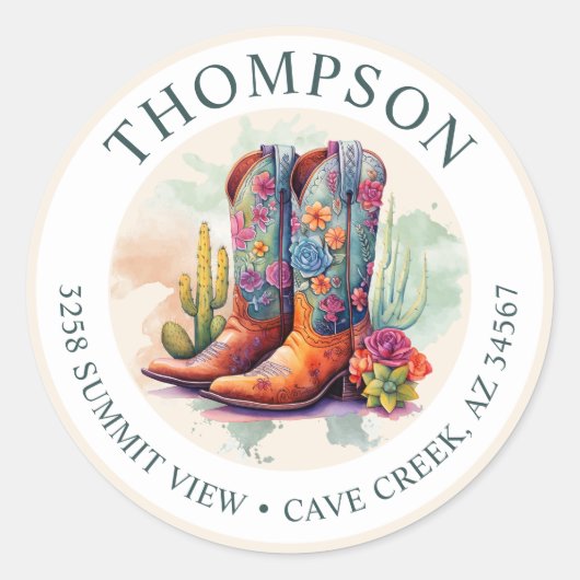 Zuidwestelijke Cowgirl Laarzen Retouradres Label (Voorkant)