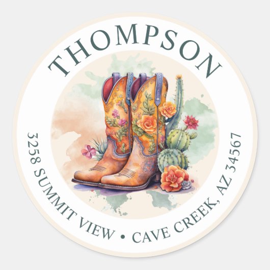 Zuidwestelijke Cowgirl Laarzen Retouradres Label (Voorkant)