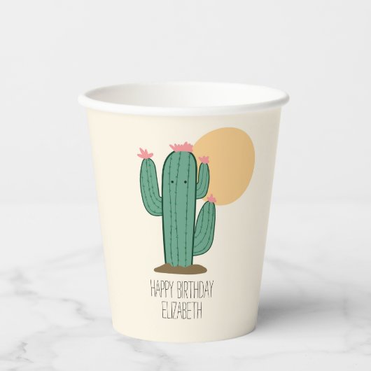 Zuidwestelijke Decor Cactus Papieren Cups Verjaard Bekers (Voorkant)