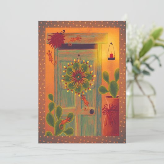 Zuidwestelijke deur gepersonaliseerd feestdagenkaart (Staand voorkant)