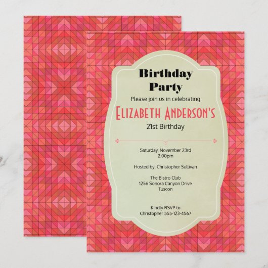 Zuidwestelijke Driehoeken en Diamanten Verjaardags Kaart (Voorkant / Achterkant)