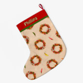 Zuidwestelijke Festieve Chile Ristra Krans Persoon Grote Kerstsok (Achterkant (Hangend))