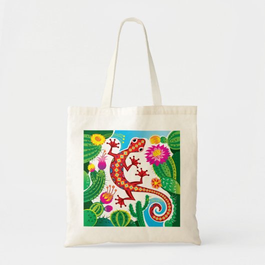 Zuidwestelijke gekko met cactusbloesems tote bag (Voorkant)