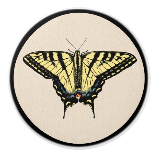 Zuidwestelijke gele zandstaartvlinder keramische knop (Voorkant)