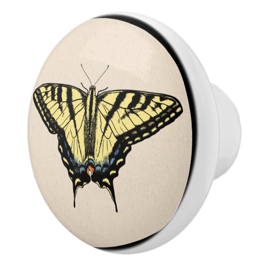 Zuidwestelijke gele zandstaartvlinder keramische knop (Rechts)