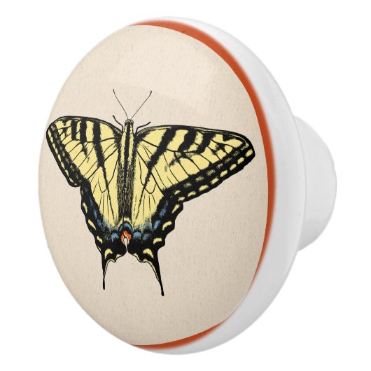 Zuidwestelijke gele zandstaartvlinder keramische knop (Rechts)