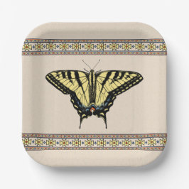 Zuidwestelijke gele zandstaartvlinder papieren bordje