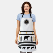 Zuidwestelijke Geometrische Navajo Zwart Beer Scho Schort (Gedragen)