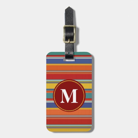 Zuidwestelijke gestreepte monogram bagagelabel (Voorkant verticaal)