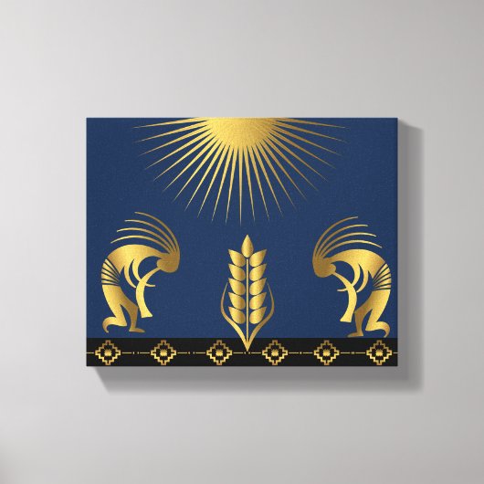 Zuidwestelijke gouden Kokopelli-muur Canvas Afdruk (Voorkant)
