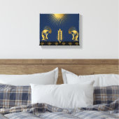Zuidwestelijke gouden Kokopelli-muur Canvas Afdruk (Insitu (Slaapkamer))