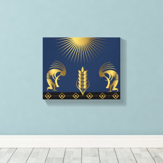 Zuidwestelijke gouden Kokopelli-muur Canvas Afdruk (Insitu (Houten vloer))