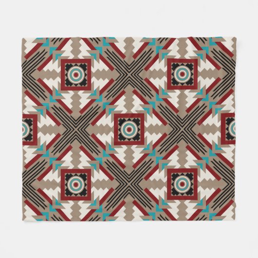 Zuidwestelijke Grote Print Aarde Tonen Fleece Deken (Voorkant (Horizontaal))