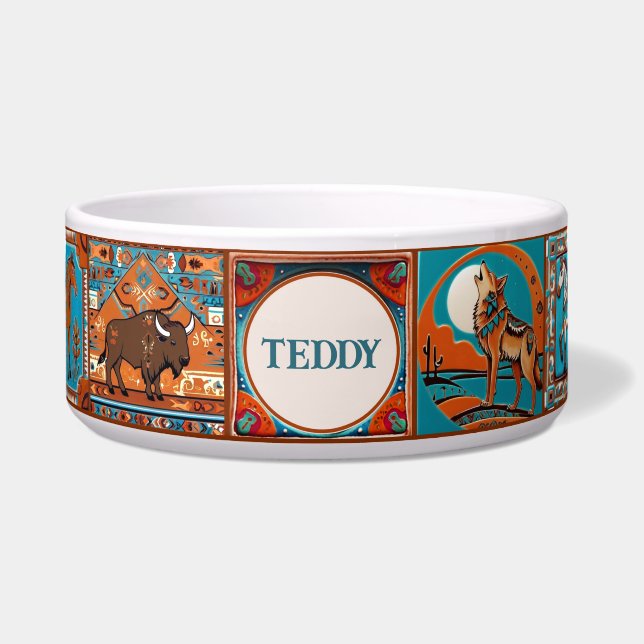 Zuidwestelijke Inheemse Amerikaanse Tegel Custom P Voerbakje (Voorkant)