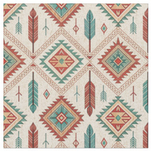Zuidwestelijke Inheemse Tribale Boho Veren Patroon Stof