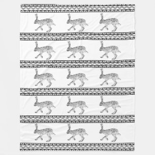 Zuidwestelijke Jackrabbit Zwart en Wit Geometrisch Fleece Deken
