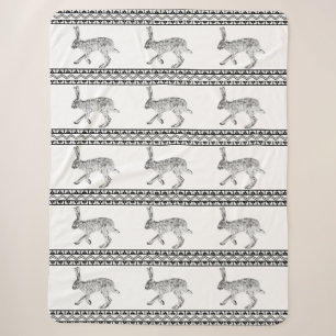 Zuidwestelijke Jackrabbit Zwart en Wit Geometrisch Sherpa Deken