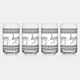 Zuidwestelijke Jackrabbit Zwart & Wit Geometrisch Blikvorm Glas