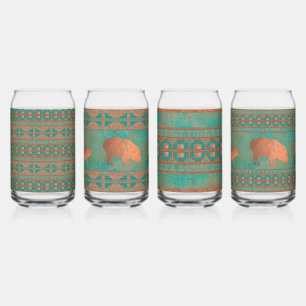 Zuidwestelijke Javelinas & Geometrisch Patroon Gla Blikvorm Glas