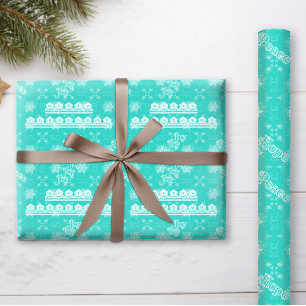 Zuidwestelijke Kerstmis Sneeuwvlokken op Turquoise Cadeaupapier