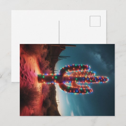 Zuidwestelijke kerstwoestijncactus feestdagenkaart (Voorkant / Achterkant)