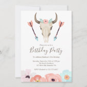 Zuidwestelijke Koe Skull Birthday Party Kaart (Voorkant)