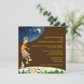 Zuidwestelijke Kokopelli Bruin Tribal Bruiloft Kaart (Staand voorkant)