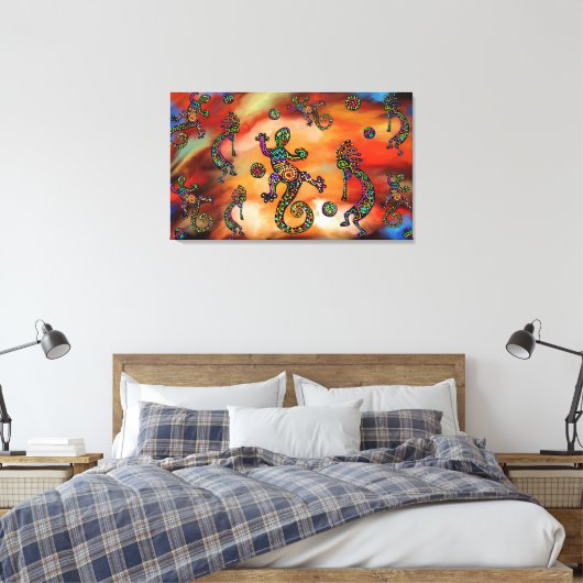 Zuidwestelijke Kokopelli kunstschilderij Canvas Afdruk (Insitu (Slaapkamer))
