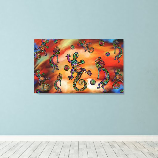 Zuidwestelijke Kokopelli kunstschilderij Canvas Afdruk (Insitu (Houten vloer))