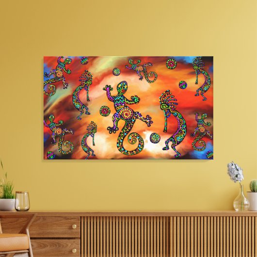 Zuidwestelijke Kokopelli kunstschilderij Canvas Afdruk (Insitu (Woonkamer))