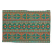 Zuidwestelijke Koper Blauwgroen Geometrische Print Kussensloop (Achterkant-Links)