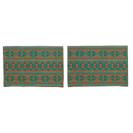 Zuidwestelijke Koper Blauwgroen Geometrische Print Kussensloop