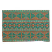 Zuidwestelijke Koper Blauwgroen Geometrische Print Kussensloop (Voorkant-Rechts)