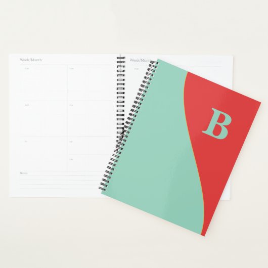 Zuidwestelijke koraal en turkoois met monogram planner (Display)