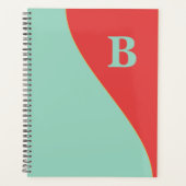 Zuidwestelijke koraal en turkoois met monogram planner (Voorkant)