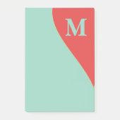 Zuidwestelijke koraal en turkoois met monogram post-it® notes (Voorkant)