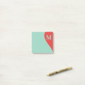 Zuidwestelijke koraal en turkoois met monogram post-it® notes (Op bureau)