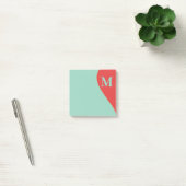 Zuidwestelijke koraal en turkoois met monogram post-it® notes (Kantoor)
