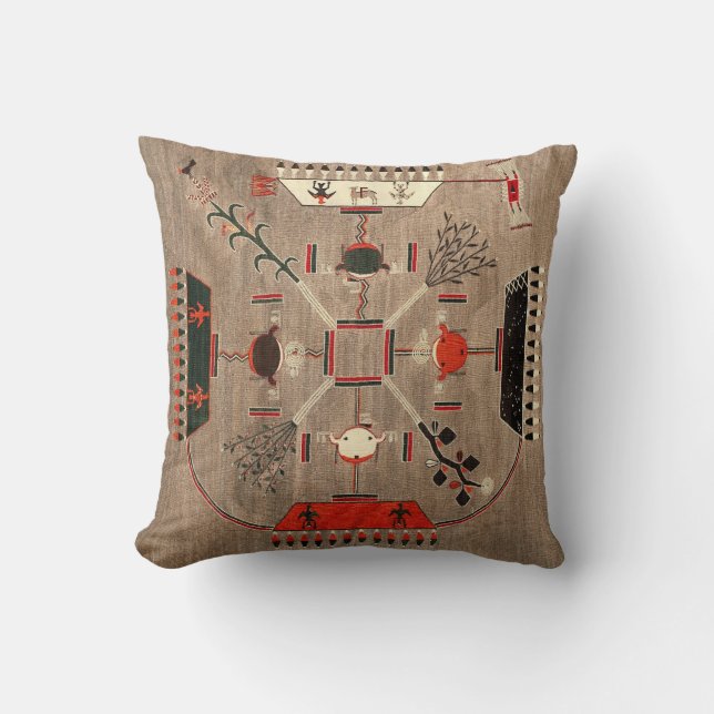  Zuidwestelijke Kunst Navajo Sandache Rug Kussen (Voorkant)