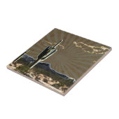 zuidwestelijke kunst Woestijn sappige Saguaro Cact Tegeltje (Zijkant)