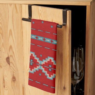 Zuidwestelijke Mesa's Rood en Turkoois Theedoek